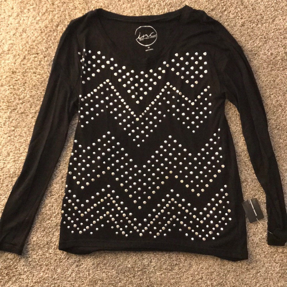 NWT detailed black long sleeve INC shirt